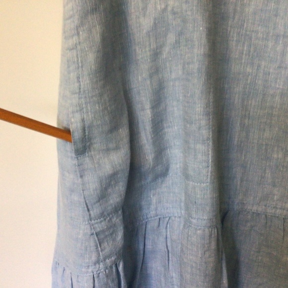 Poetry maxi dress linen light blue sleeves - Picture 5 of 9